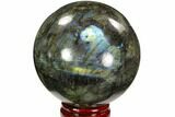 Flashy, Polished Labradorite Sphere - Great Color Play #103689-1